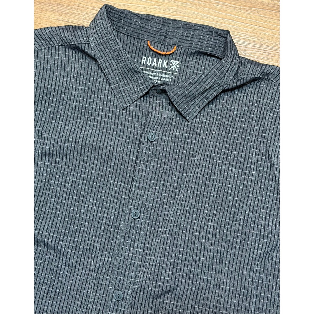 Roark Bless Up Mens Grey Short Sleeve Perforated Button Down Shirt (RW534) Sz L